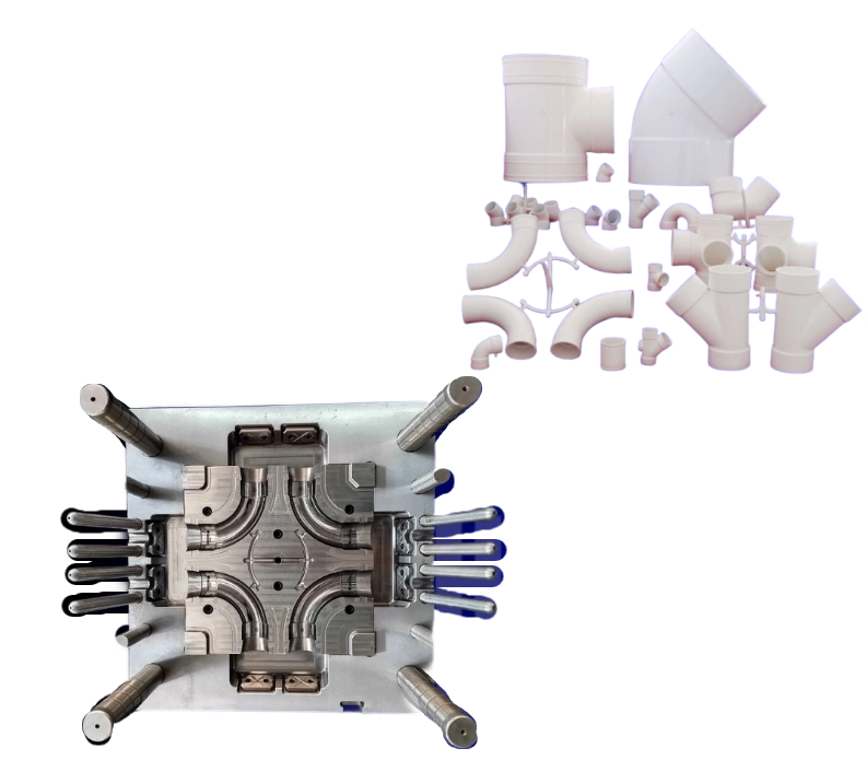 DIFFERENT SIZES OF PVC FITTING MOULD1 DIFERENTES TAMAÑOS DE MOLDE DE ACCESORIO DE PVC1