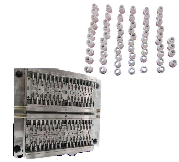 PVC 64 Cavity External Thread Adapter Mold1 Molde adaptador de rosca externa de 64 cavidades de PVC1