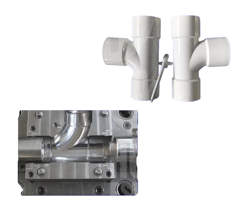 PVC SEWAGE TEE FITTING MOULD MOLDE DE MONTAJE EN T PARA AGUAS RESIDUALES DE PVC