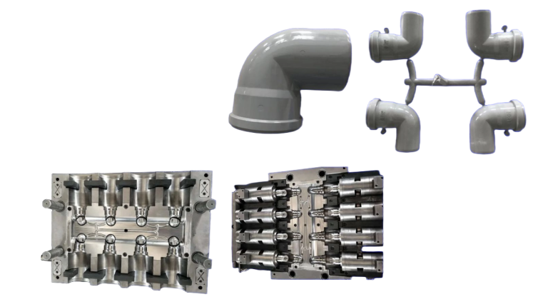 MOLDE PARA MONTAJE DE TUBERÍAS DE 90° DE CODO PLEGABLE DE PVC