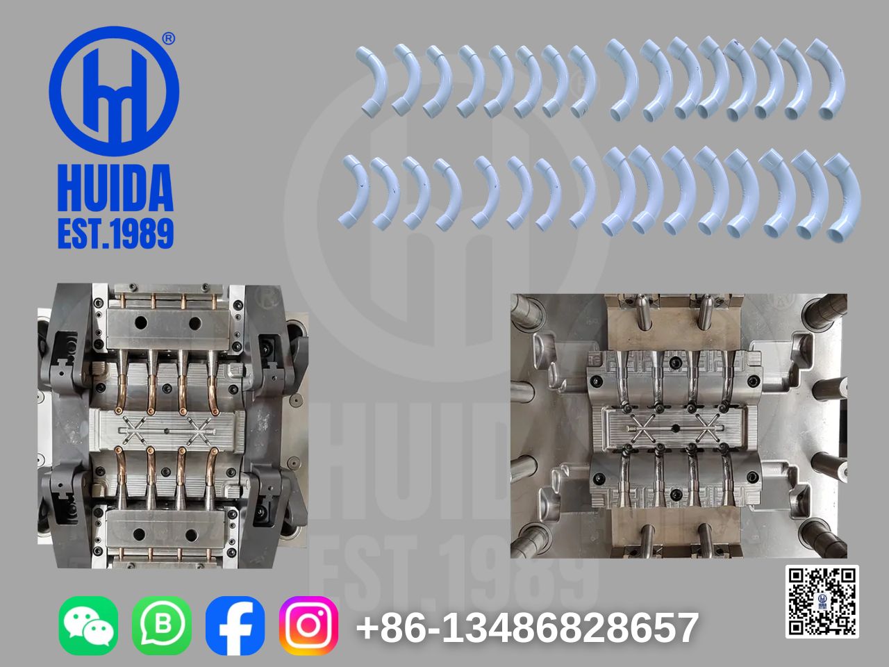PVC Molma de ajuste de tubería curva larga 1