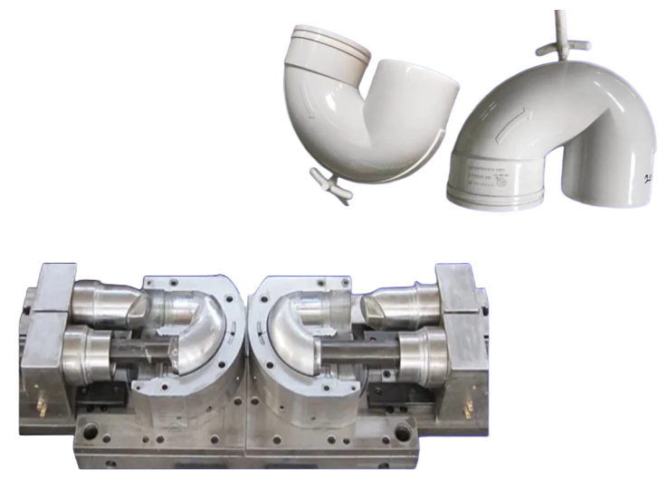 MOLDE PARA MONTAJE DE TUBERÍAS CON TRAMPA EN U DE PLÁSTICO PVC